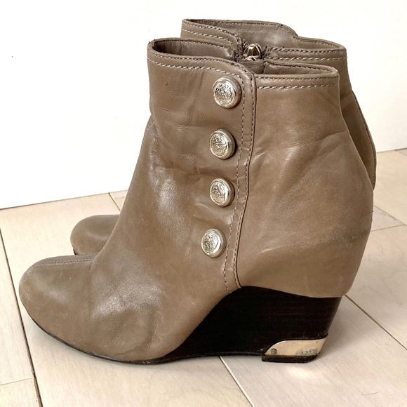 Beige Wedge Ankle Boots - Leather - Size 35.5 - Picture 3 of 12